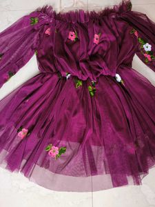 Purple Floral Off-Shoulder Dress