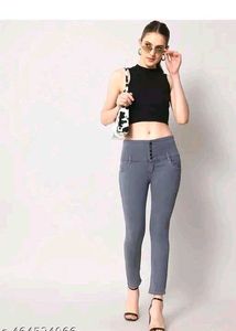Grey High Waist Jeans For Women