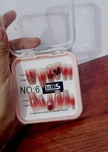 Pink Ombre Glitter Press-On Nails with 3D Butterfl