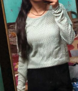 Green Knit Pullover Sweater