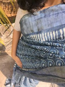 Elegant Blue Printed Saree
