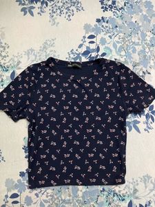 Zara Floral Print Ribbed Crop Top