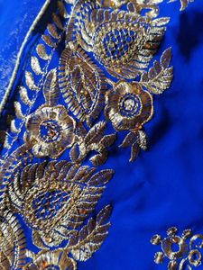 Royal Blue Embroidered Saree