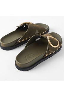 Zara Leather Buckle Flats