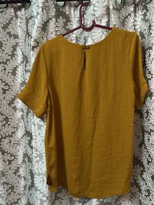 Mustard Yellow Button Detail Top