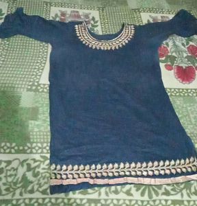 Blue Embroidered Kurti