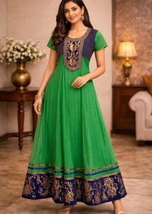 Elegant Green Embroidered Anarkali