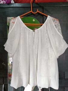 White Cold Shoulder Blouse