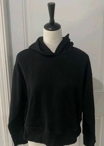 Zara Size  Medium Black Crop Top Hoodie Sweatshirt