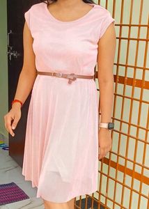 Pink Striped Fit & Flare Dress