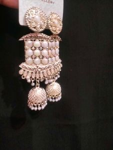 White Jhumar Earrings