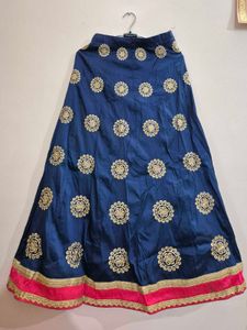 Navy Blue Lehenga with Pink Cutwork Blouse