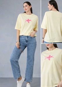 Yellow Floral oversized Print T-shirt