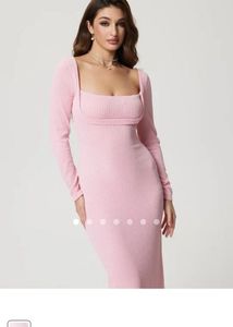 Pink Ribbed bodycon dress