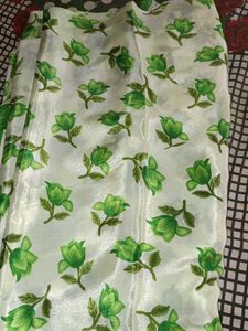 Green Floral Crape Saree
