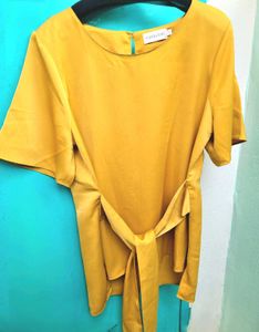 Cover Story Mustard Tie-Waist Top