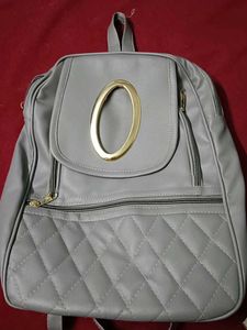 Gray Quilted Backpack