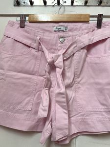 Baby Pink Belted Shorts(Brand New)