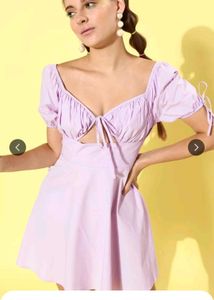 Lilac Puff Sleeve Mini Dress