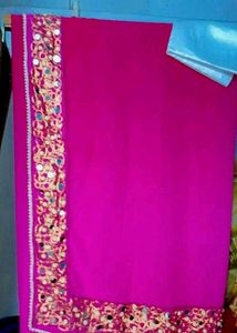 Pink Mirrorwork Saree