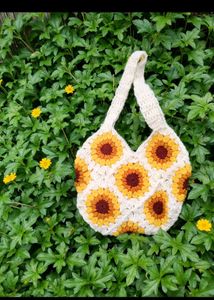 Sunflower Crochet Tote Bag