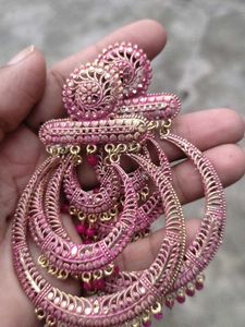 Pink Beaded Statement Earrings