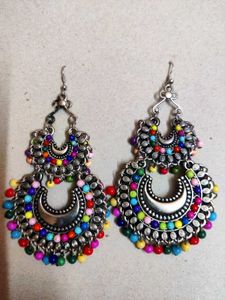 Moedbuille Multicoloured Oxidised Dropping Earring