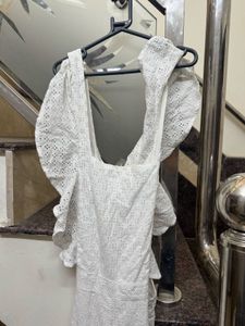 Schiffli Ruffle back crisscross Jumpsuit(b1g1)