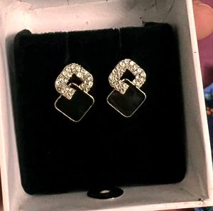 Geometric Rhinestone Drop Earrings