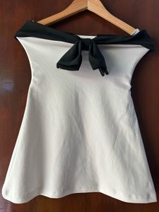 Cream & Black Bow Top