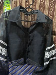 Black Lace Detailed Shirt