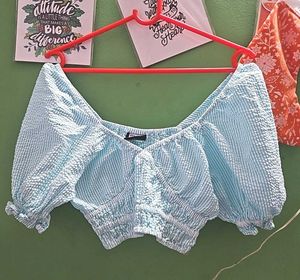 Trendy New Crop Top With Balloon Sleeve
