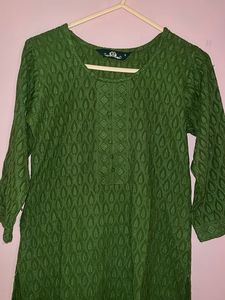 Green Embroidered chikankari Kurta