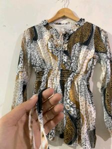 Nude Printed Short Frock