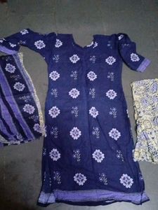 Navy Blue Printed Kurti Set