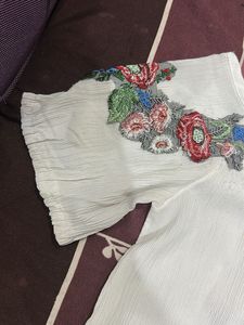 Floral Embroidered Cold Shoulder Top