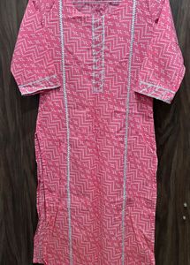 Pink bandhej kurta