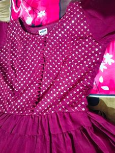 Maroon Flared Frock Pant With Dupatta..
