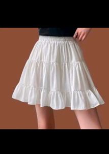 white tiered mini skirt