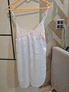 White Satin Night Dress L Size