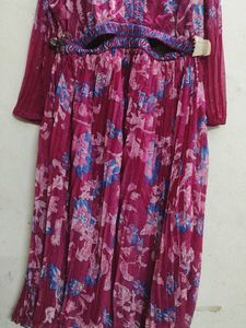 Floral Print Prink Dress Waist Cut