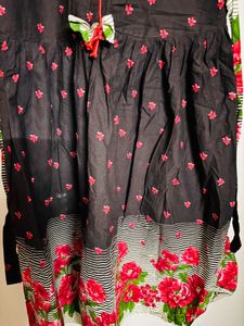Cotton Brown Floral Design Frock