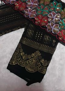 Elegant Geogette Foil Work Saree