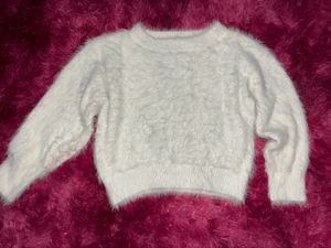 Fluffy White Knit Sweater