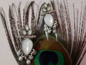 Floral Frost: Oxidized White Drop Earrings