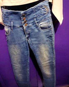 High Waisted Button Jeans