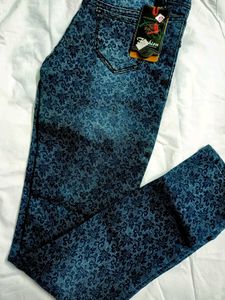 Floral Print Denim Jeans