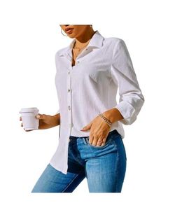 Elegant White Button-Down Shirt all sizes are avai