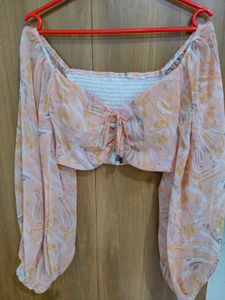 Crop Top with Balloon Sleeves