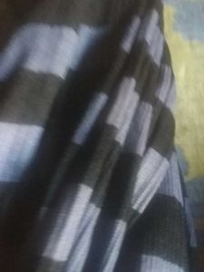 Striped Scarf with Lace Trim